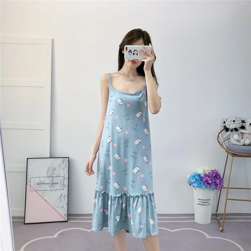 Женская хлопковая Ночная сорочка Sanderala женская одежда для сна с оборками женское