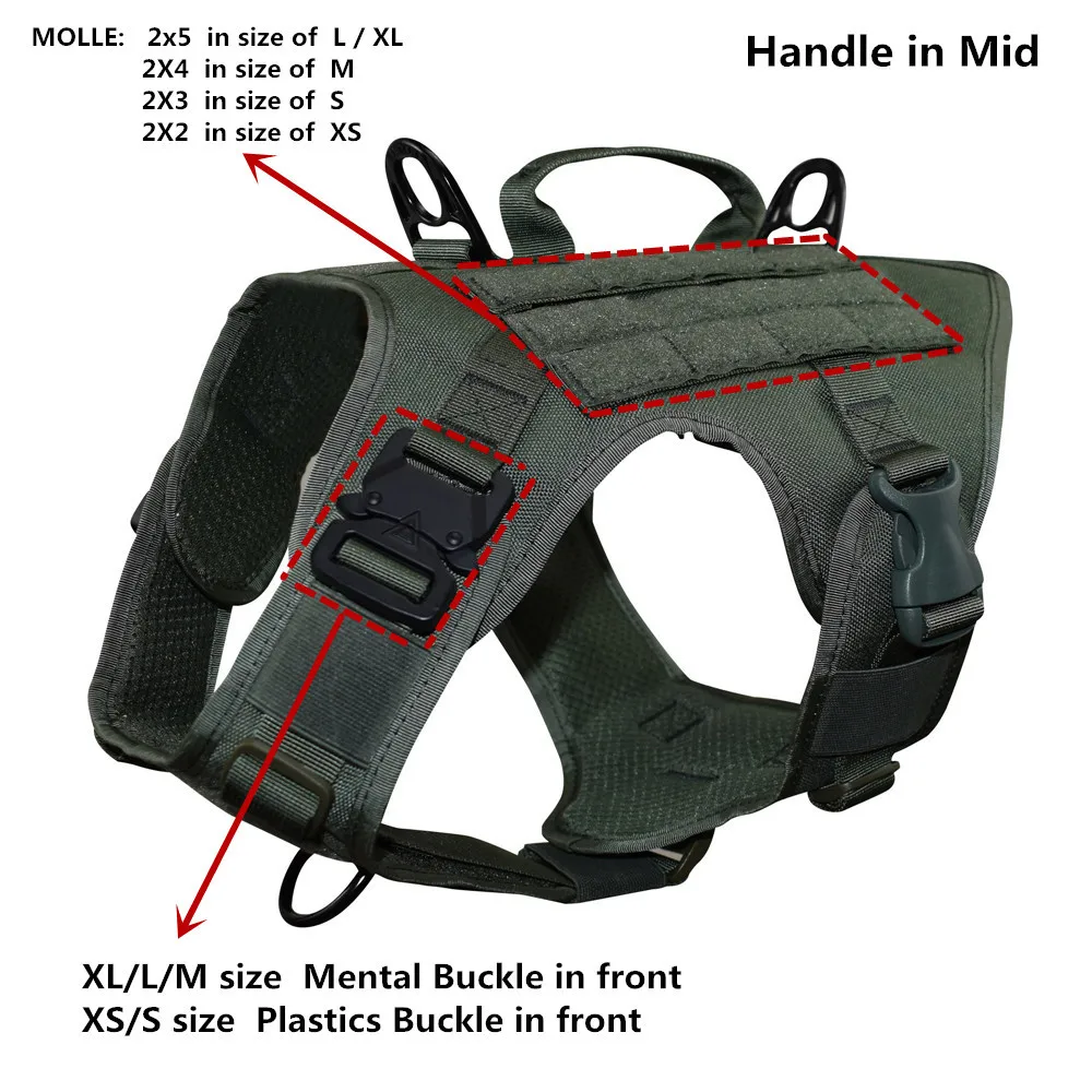 MXSLEUT водонепроницаемый 1050D нейлон Molle система тактическая дрессировка для собак Военная жгут для собак охотничий жилет для собак Полицейская собака K9 жгут - Цвет: Hand in MID Green
