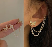 delysia king butterfly earbone clip earrings chain tassel personalized earrings