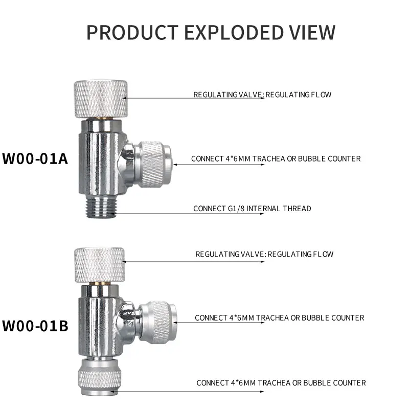 

ZRDR high quality needle valve regulator suit 4*6mm special tube for aquarium fish tank co2 systemCarbon dioxide fine-tuning