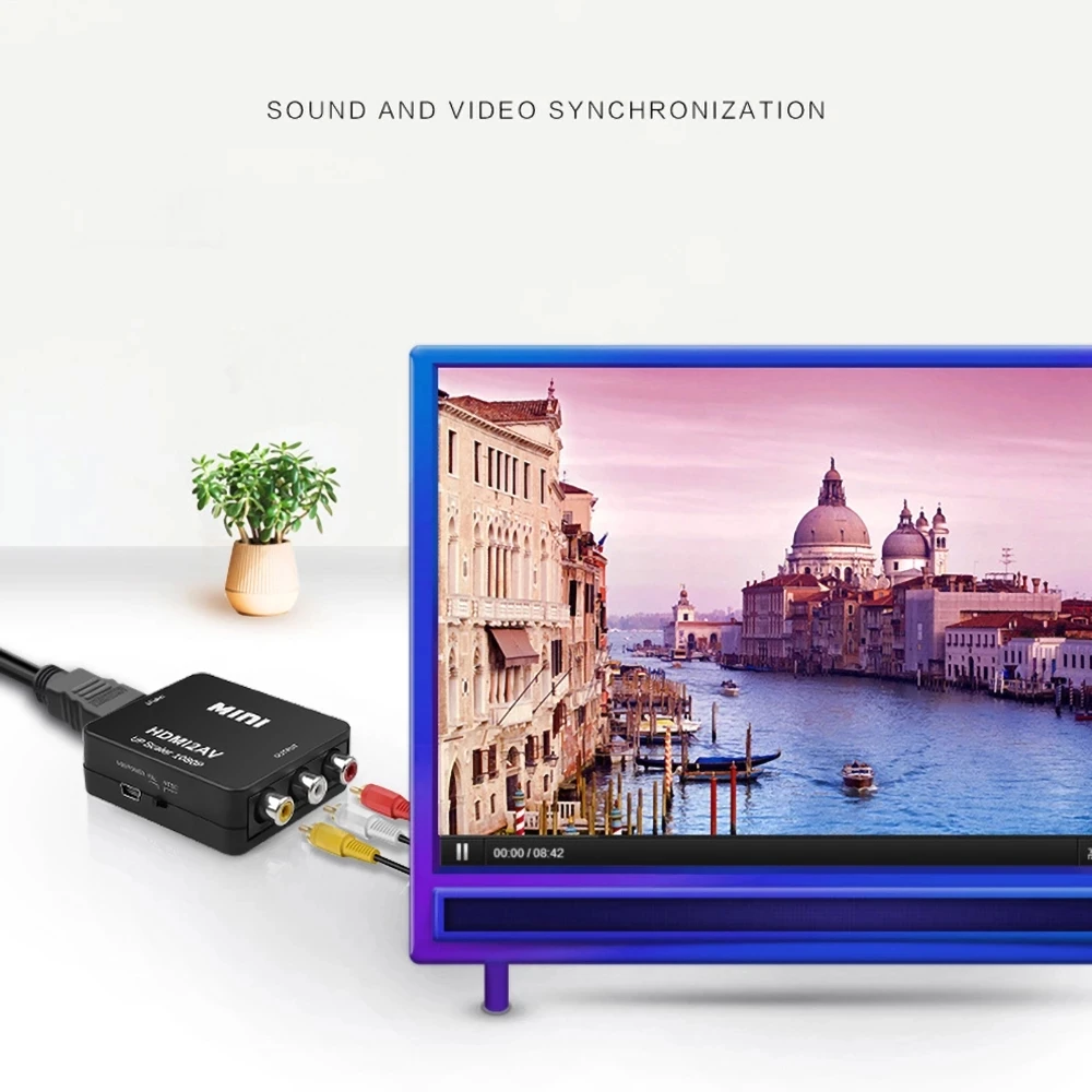 HDMI совместимый конвертер AV/RCA AV/CVSB L/R видеобокс HD видео 1080P 60 Гц HDMI2AV поддержка NTSC PAL