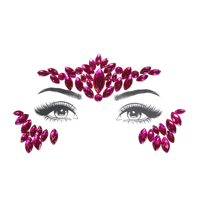 Fashion Colorful Rhinestone Face Stickers For Womwn Party Decor Eyebrow Stick Resin Drill Self-Adhesive Crystal Sticker | Дом и сад