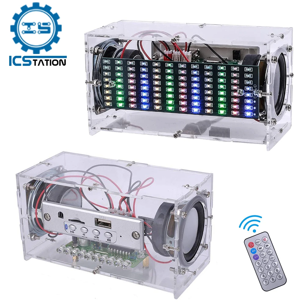 2*3W Bluetooth Speaker DIY Electronic Kit Soldering Practice Kit Music Spectrum LED Flashing Light Sound Control Sound Amplifier