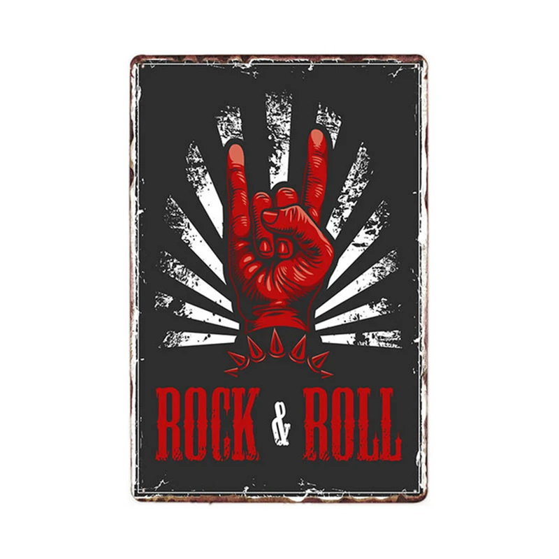Rock Music Metal Tin Sign Beer Bar Band Club Iron Painting Cafe Wall Pin Up Retro Plate Plaques Guitar Sketch |