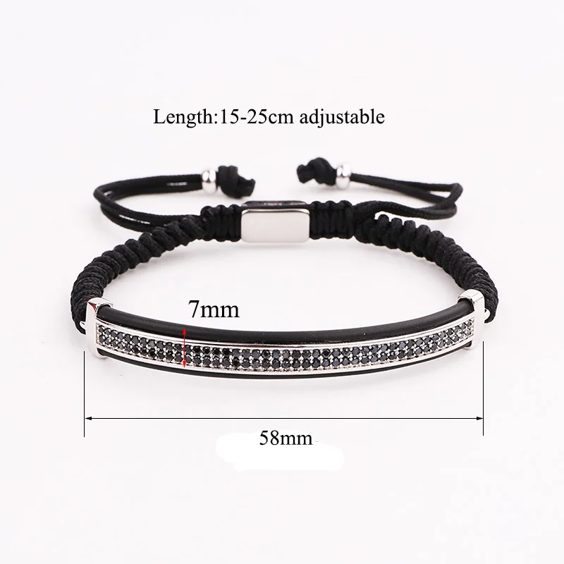 Мужской браслет с микро фианитами ручной работы плетеный макраме мужские