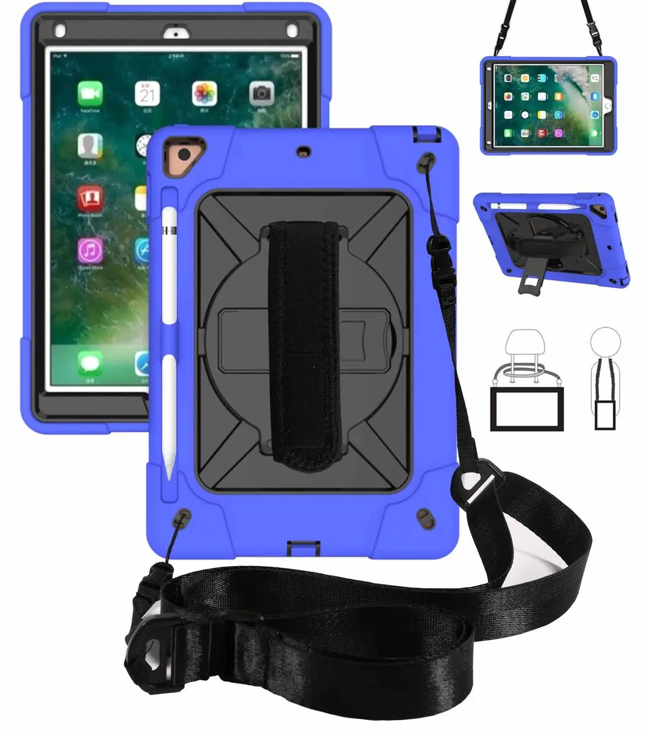 10 Для Coque iPad Air 2 чехол 3 слоя сверхпрочный Прочный противоударный силиконовый ремешок чехол-подставка для iPad Air 2 9,7 чехол - Цвет: 10