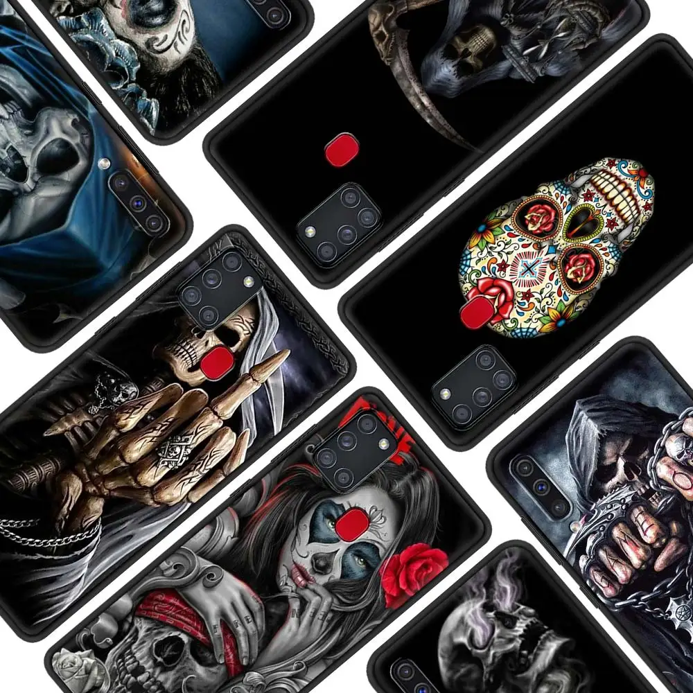 

Phone Case For Coque Samsung Galaxy A52 A72 A51 A71 A21s A31 A12 A41 A11 A42 5G Silicone Fundas Cover Grim Reaper Skull Skeleton