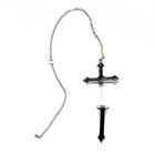 Серьги-гвоздики в готическом стиле для мужчин и женщин, длинная цепочка на молнии с крестом, ювелирное изделие в стиле панк, нержавеющая сталь