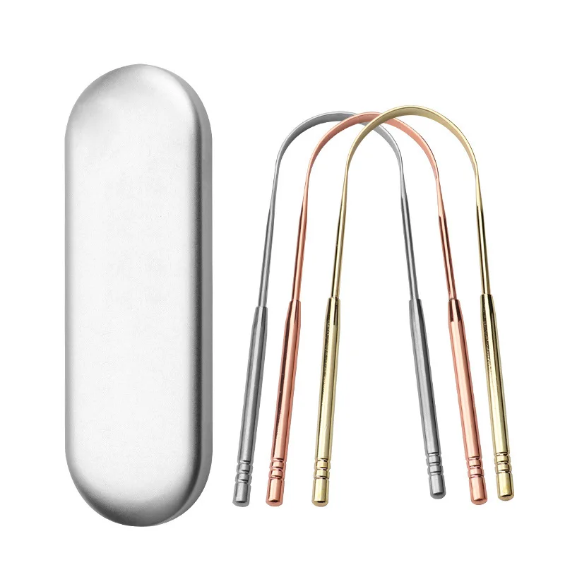 

U-shaped Stainless Steel Tongue And Tongue Cleaner With Bad Breath Brush