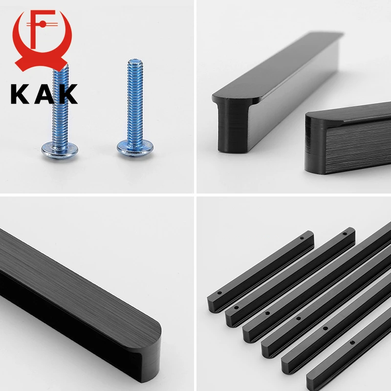 KAK American Style Black Cabinet Handles Aluminum Alloy Kitchen Cupboard Pulls Drawer Knobs Long Furniture Handle Hardware (art.: 3a39deff4ac) - 3a39deff4ac