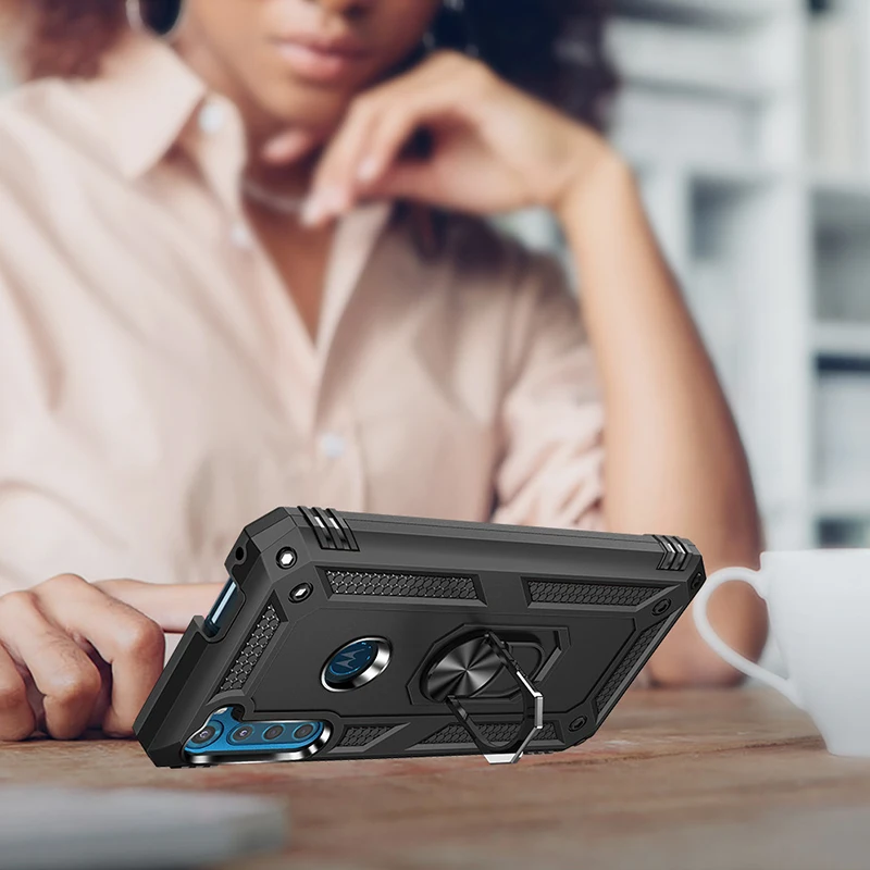 Противоударный силиконовый чехол для телефона MOTO G Fast с металлическим кольцом E7 G9