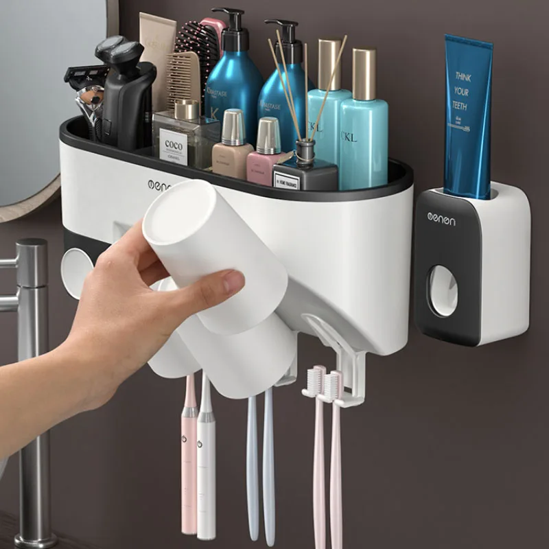 

Bathroom Accessories Set Toothbrush Holder Toothpaste Device With Cup Wall-Mounted For Toiletries Cosmetic Storage Box
