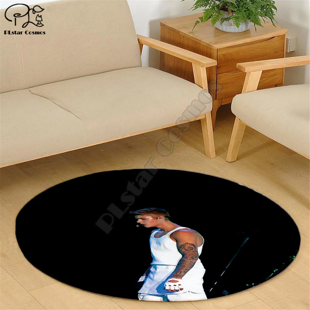 Коврик квадратный нескользящий с рисунком Джастина Бибера 3D для столовой