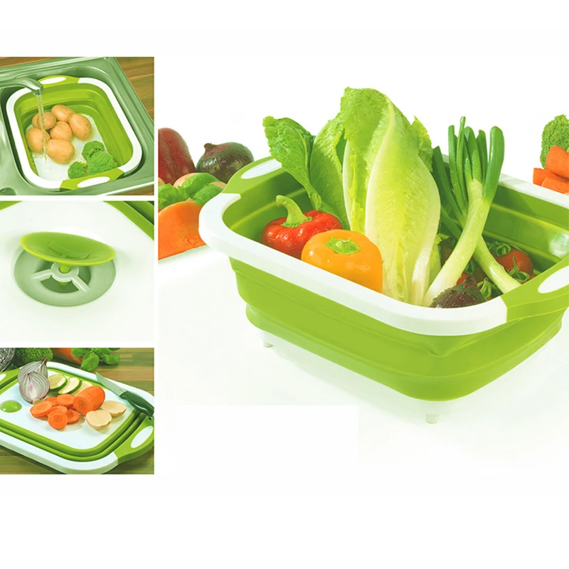 Многофункциональная овощная складывающаяся разделочная доска складной дуршлаг