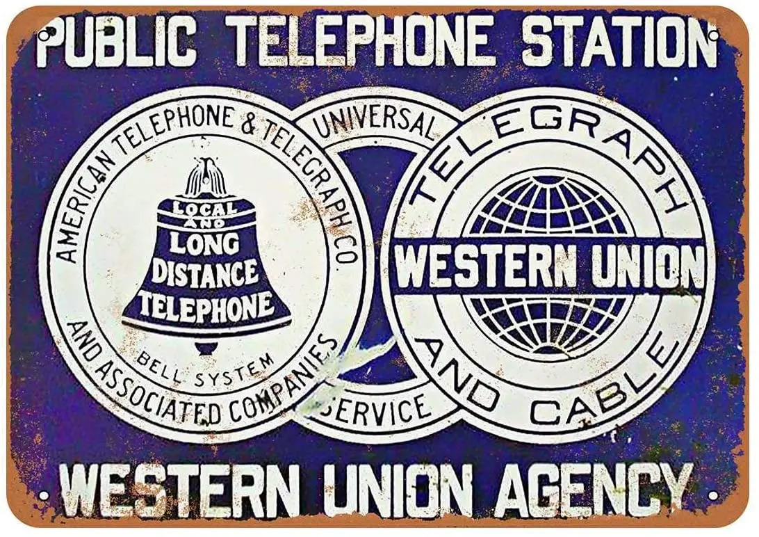 

Diuangfoong Bell System & Western Union Vintage Look Metal Sign 12"×8"