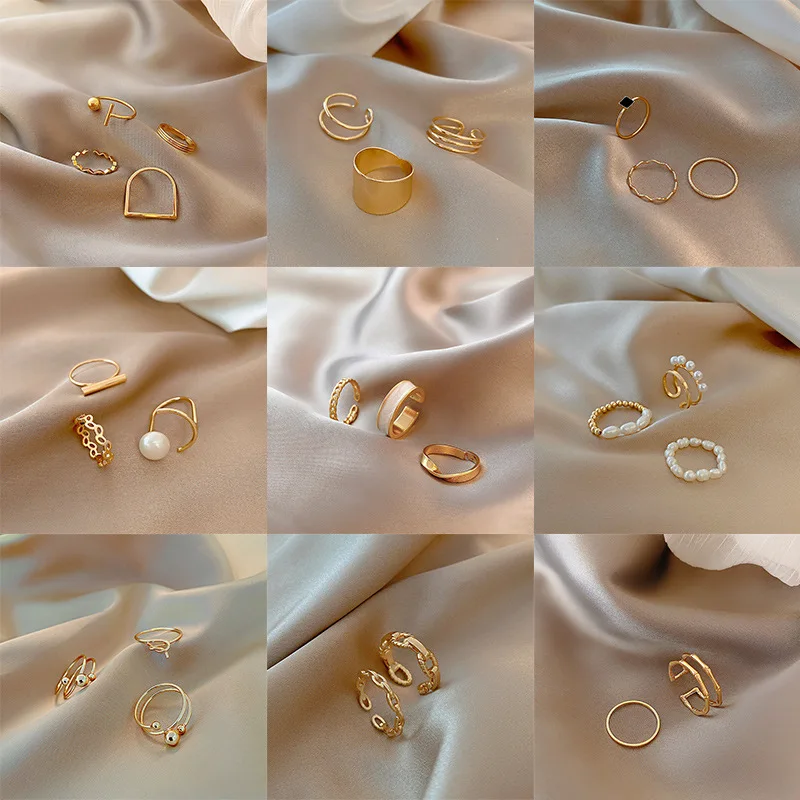 

Hot Selling Geometric Gold Metal Opening Rings For Women Fashion Lady Wedding Party Classic Ring 2021 Trend Vintage Jewelry Gift