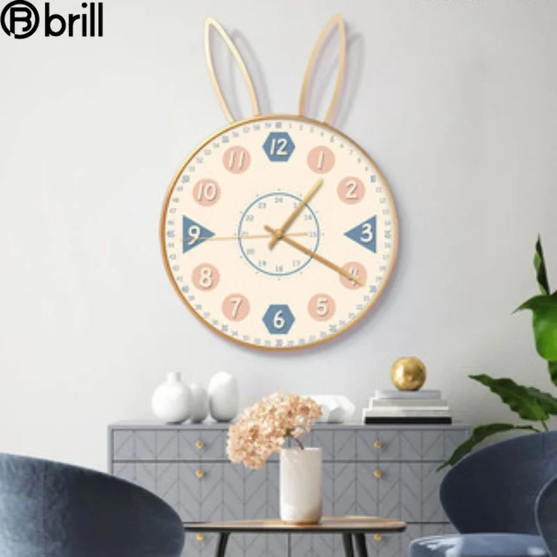 creative cartoon wall clock for kids rooms education deco murale digital clock mechanism for wall hours muurdecoratie home decor