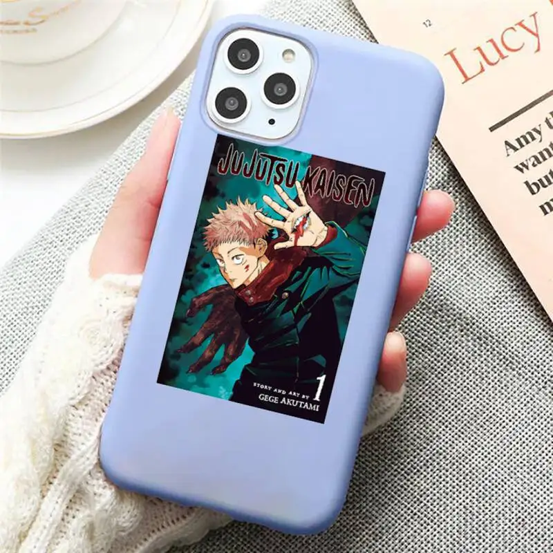 

Jujutsu Kaisen Satoru Gojo anime Phone Case Candy Color for iPhone 6 7 8 11 12 s mini pro X XS XR MAX Plus