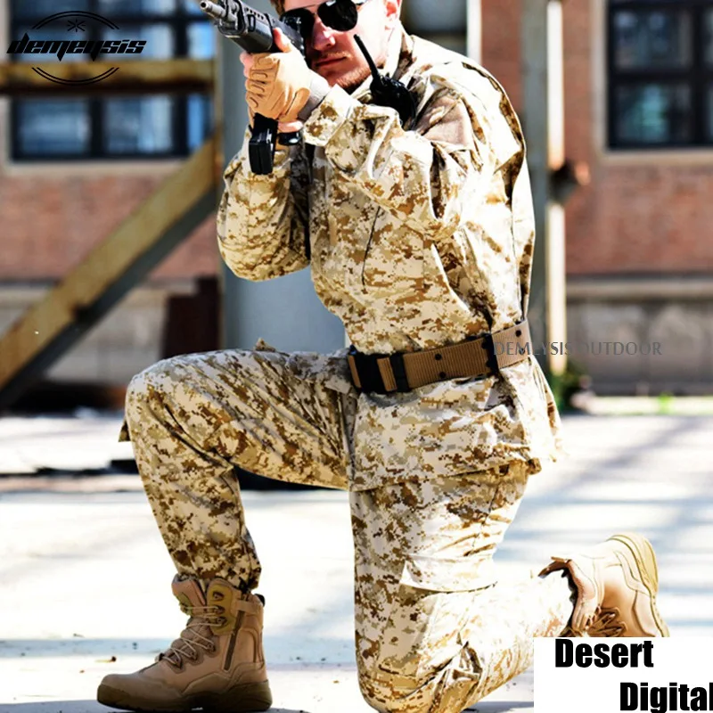 desert digi 13 цветов, армейская Военная Тактическая форма, рубашка+ штаны, камуфляжная Боевая форма, армейская Мужская одежда, костюм для страйкбола, охоты - Цвет: desert digi