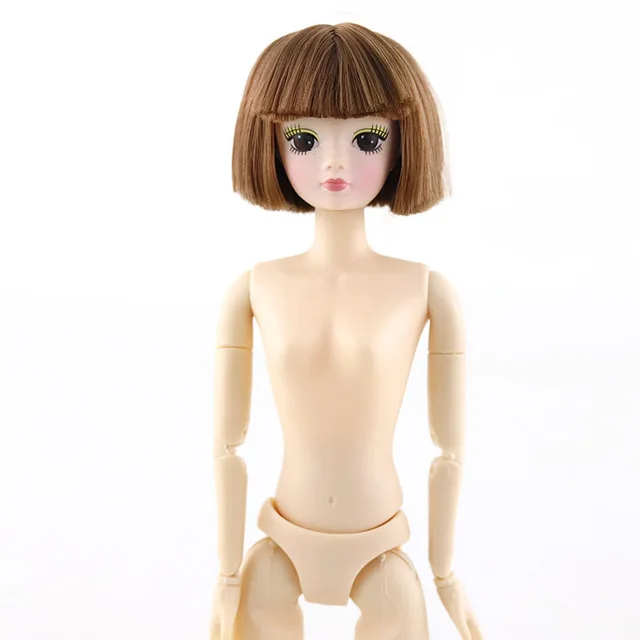 Новинка 30 см подвижные шарнирные куклы bjd игрушки милые 3D большие глаза длинные парики настоящие ресницы Обнаженная кукла голова тело Рождественский подарок для девочек - Цвет: 19