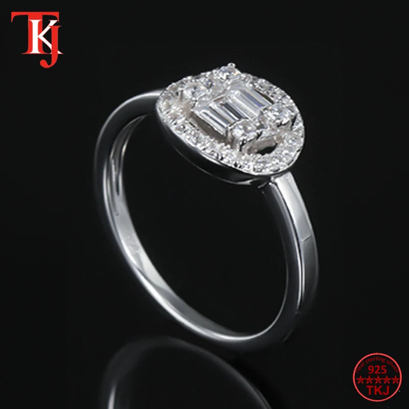 

TKJ Promise Ring 925 sterling Silver AAA+ Zircon cz Engagement Wedding Band Rings For Women Wedding Evening Party Jewelry