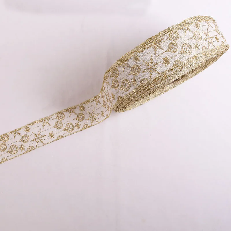 Женская льняная лента Золотая Снежинка Блестящая декоративные ленты для