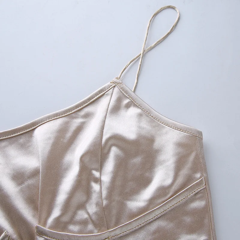 

New Solid Silk Satin Girdle Bodycon Dress Women Spaghetti Strap Backless Party Dress Split Out Summer Beach Mini Dresses 2020