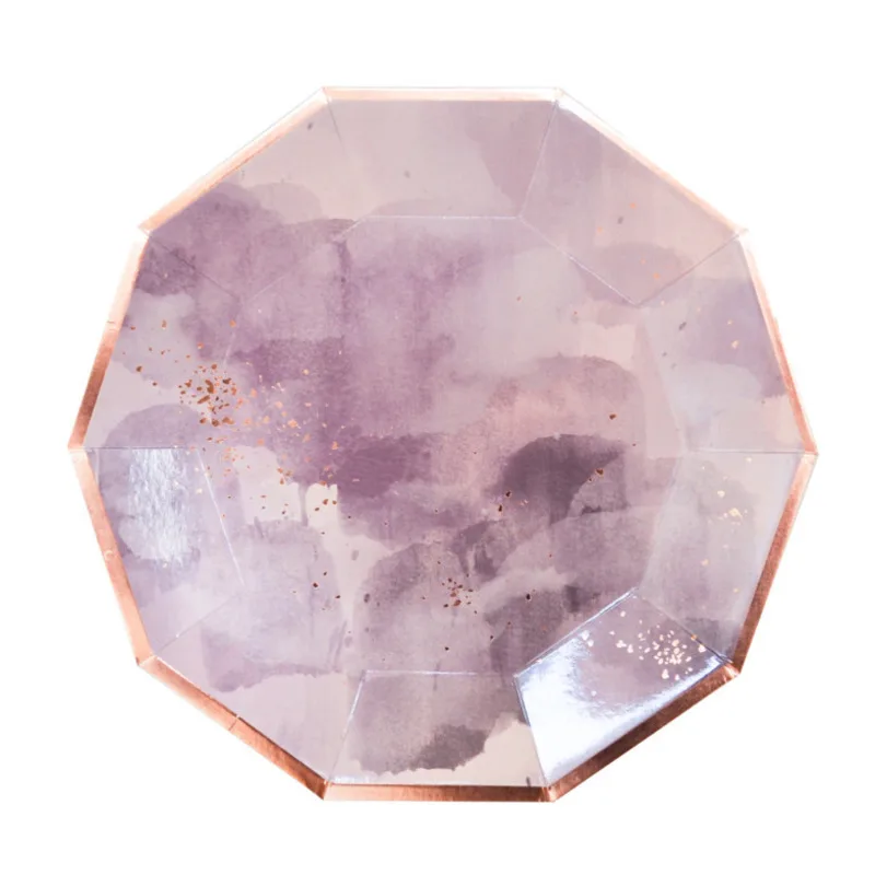 Розовый фиолетовый кристалл одноразовые наборы посуды Свадебные украшения