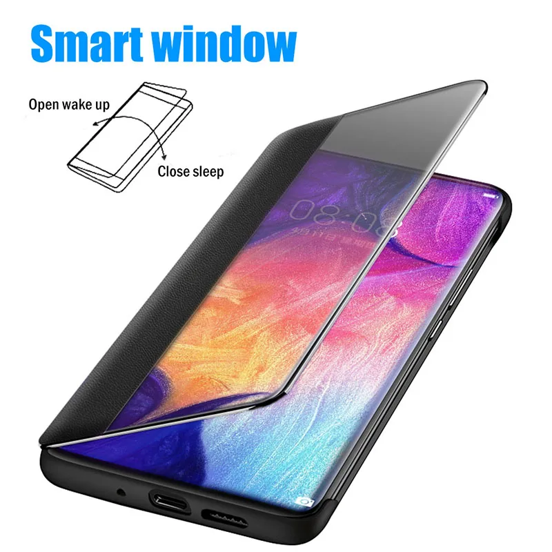 

Smart View Leather Case For Huawei P40 P30 P20 Mate 40 Mate 30 Mate 20 Mate 10 Mate 9 Pro Mate 20 P30 Lite P10 Plus Flip Cover