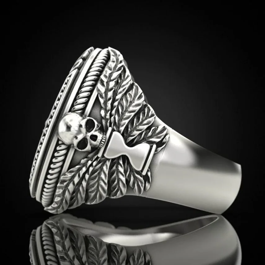 Мужские тайское серебристого цвета с креативным дизайном POFUNUO Винтажное кольцо