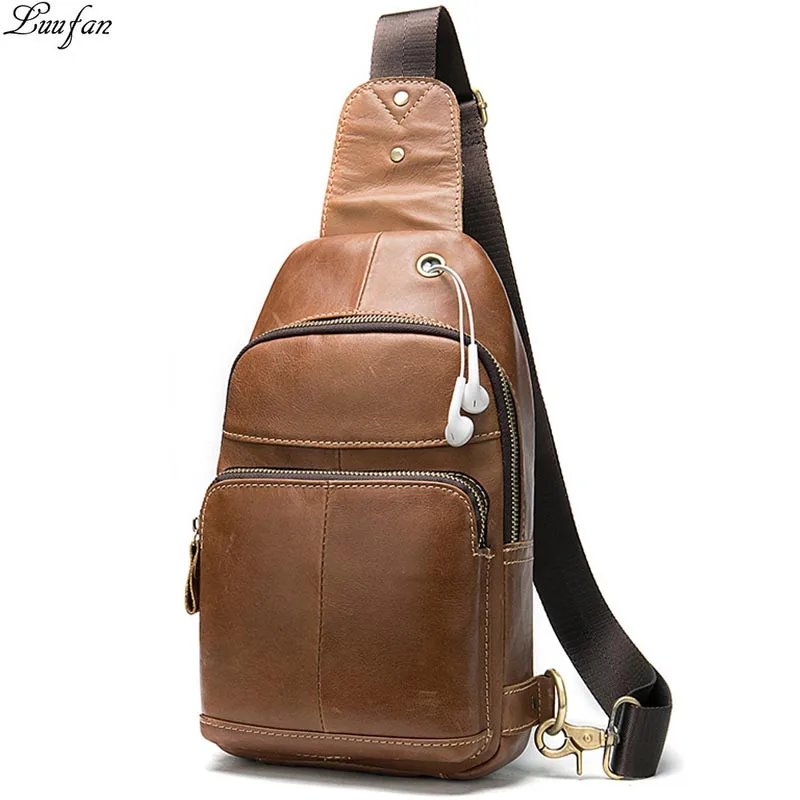 Нагрудные сумки из натуральной кожи для мужчин сумка на одно плечо с usb-зарядкой