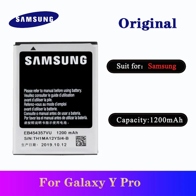 Оригинальный аккумулятор для телефона 5 шт./лот EB454357VU 1200 мАч Samsung Galaxy Y S5360 Pro B5510 Wave