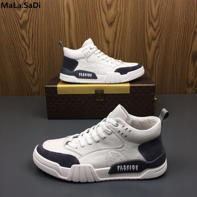 

2019 New Autumn Men's Leather High Shoes Men's Korean Version Of The Wild White Daily Casual Men's Tide