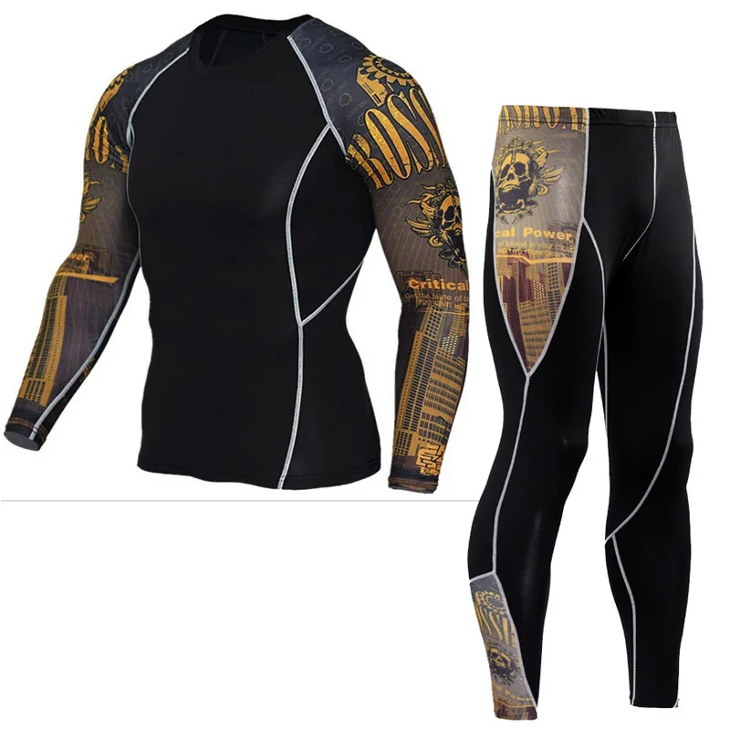 

New Winter Men Thermal Underwear Sets Elastic Compression Set Long Johns Men Jogging suit rashgard Kit Male warm Sports Suits
