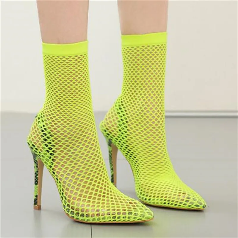 

2023 Top seller - Women sandals Pointed Toe Mesh 12CM Thin High heels Slip On sandalias mujer 2023 women shoes size 35-42 black