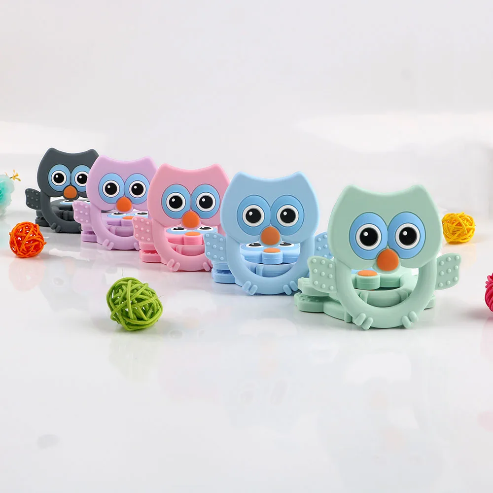 Kovict-mordedores de silicona de animales para beb&eacute;, accesorios de cadena de chupete de b&uacute;ho de dibujos animados, mordedor masticable para ni&ntilde;os, juguetes de lactancia, 5/10 piezas-2