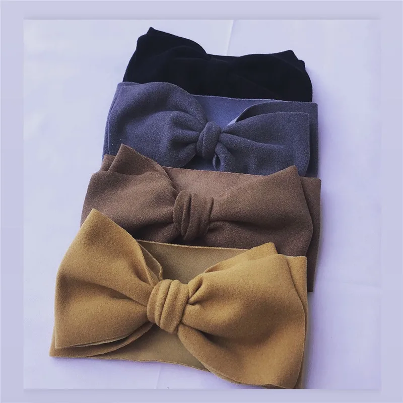

Fashion Hair Accessories baby Simple Imitation Cashmere knot bow Turban headband Elastic Warm Hairbands