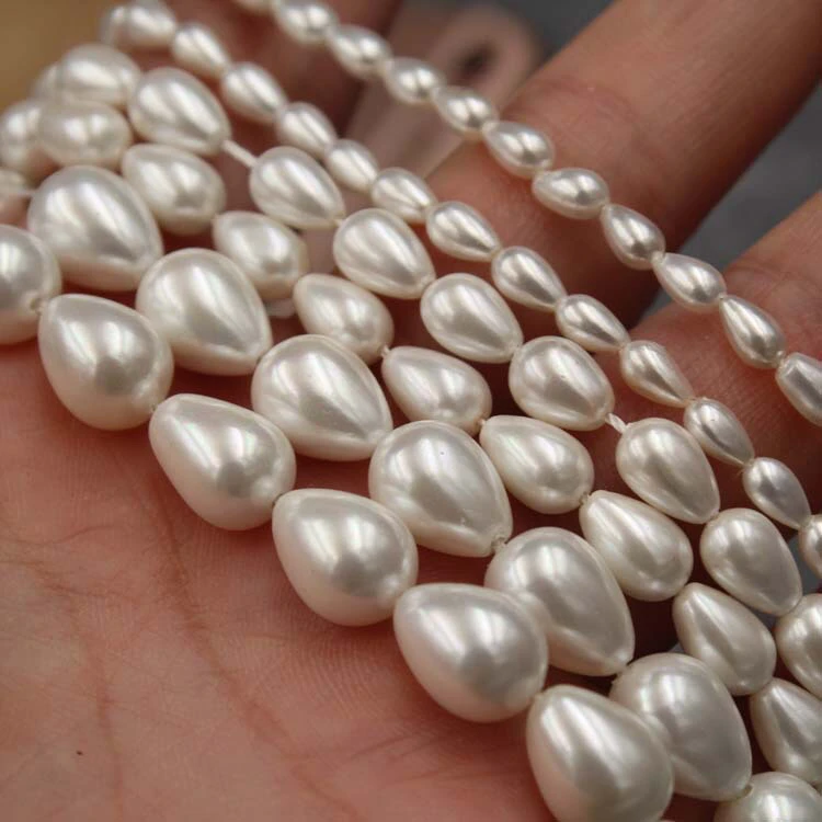 

White Color Rice Shape Nice Quality South Sea Oyster Shell Pearls Strand Loose Pearls, 2pcs/lot