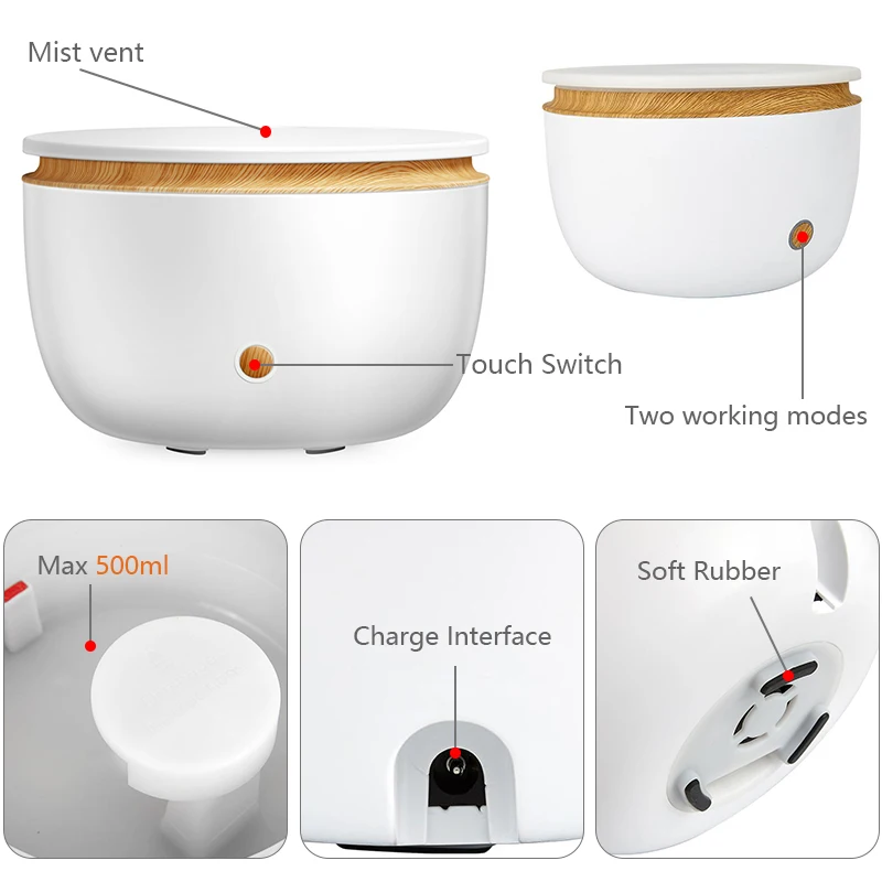 500 мл ароматерапия диффузор увлажнитель воздуха Электрический эфирное масло Huile