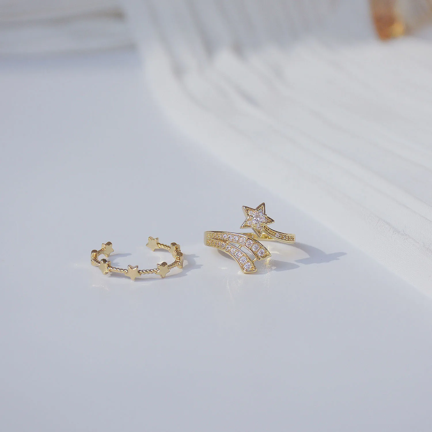 

Korean Delicate Star Ring for Women Adjustable Crystal Bling CZ Zircon Femme Ring Wedding Party Jewelry Accessories