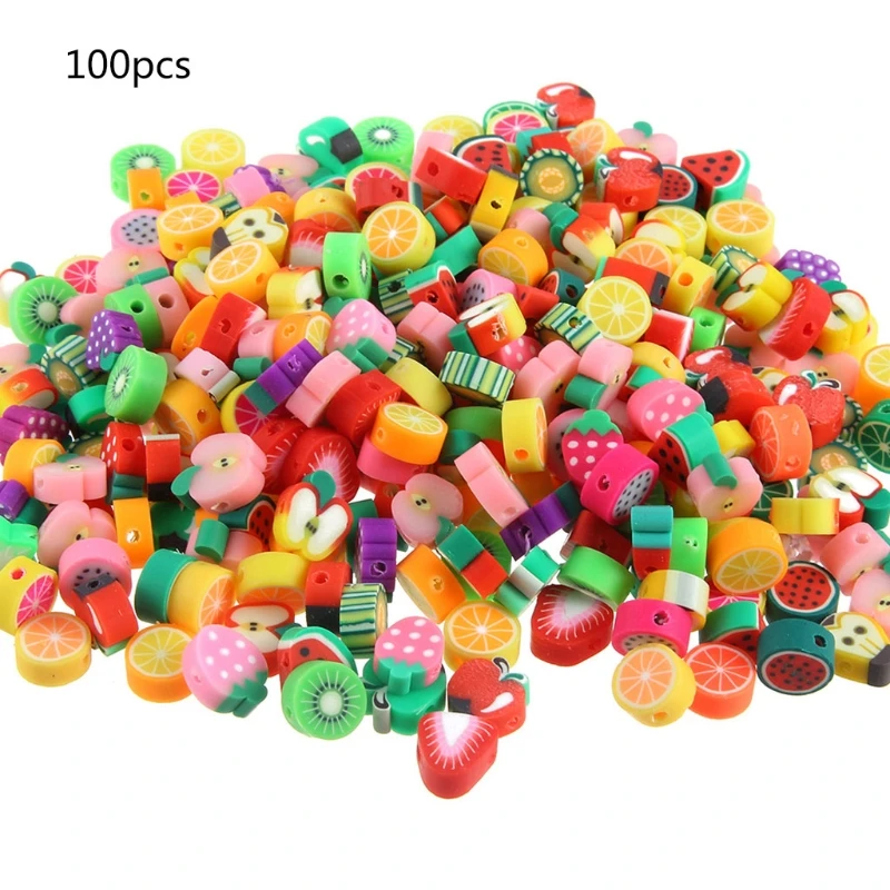 

Y166 100Pcs Fruit Beads Strawberry Fruits Polymer Clay Color Mixed DIY Beads for Necklace Bracelet Jewelry Making Accessories