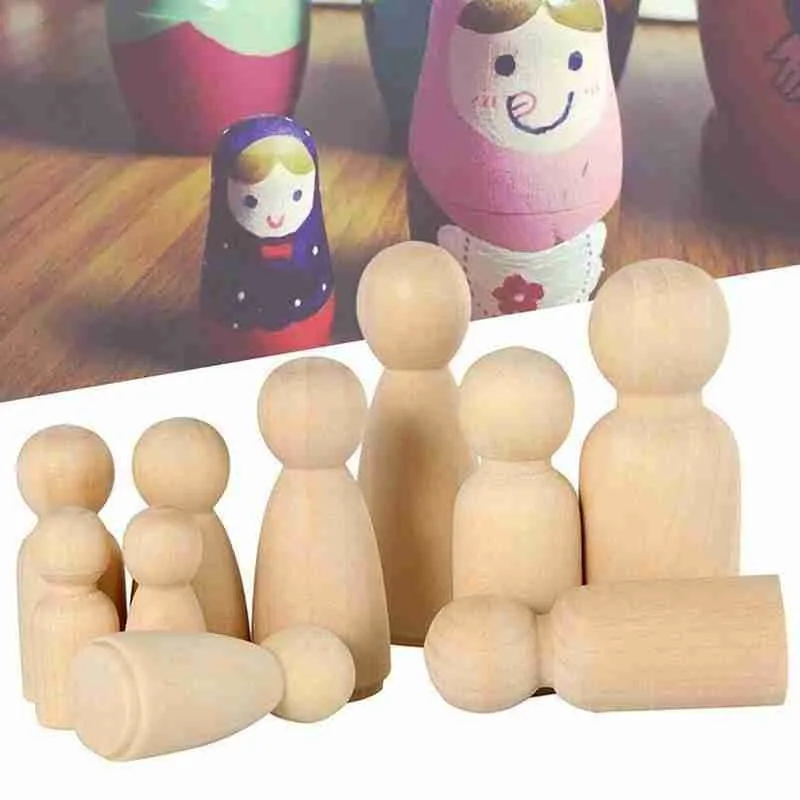Детские неокрашенные деревянные фигурки DIY граффити цветные Куклы Фигурки