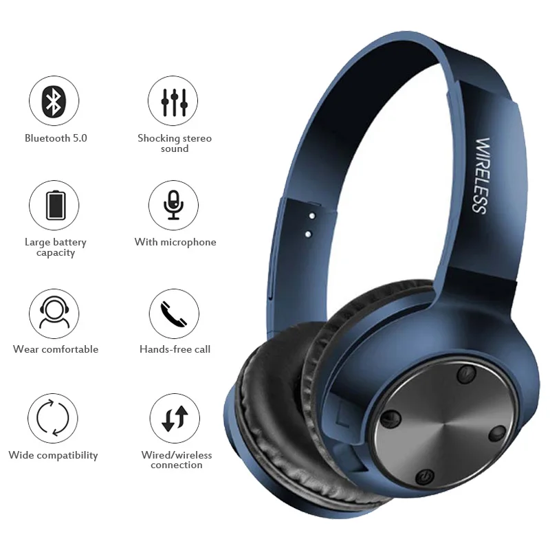 Новые беспроводные наушники Bluetooth 5 0 Спортивная гарнитура Складные стерео