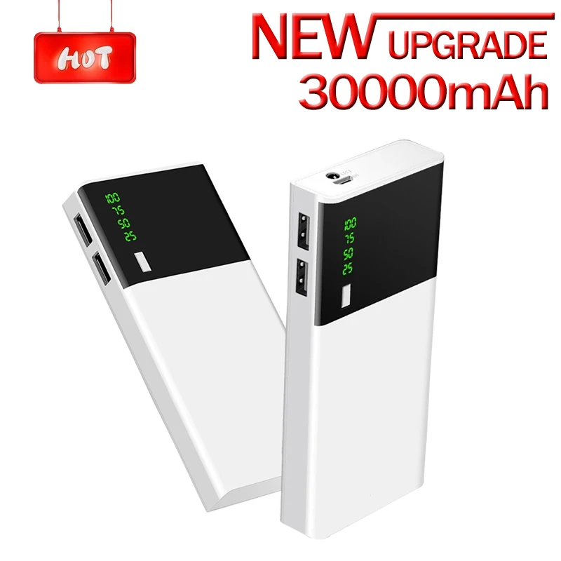 30000mAh банк силы Быстрая зарядка портативный телефон батарея двойной USB зарядное
