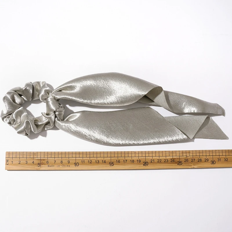 

Solid Color Bow Satin Long Ribbon Ponytail Scarf Women Elastic Hair Bands Scrunchies Girls Luxury Headwear For Hair Accessories