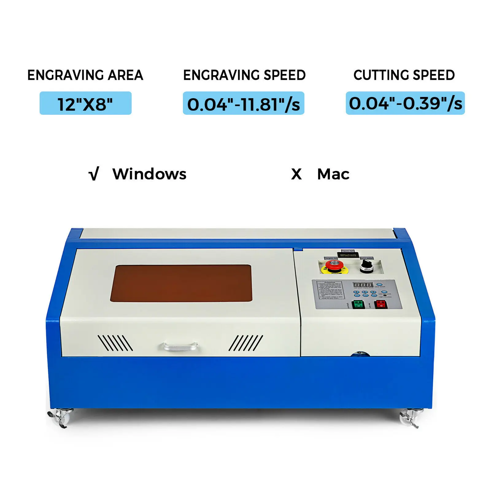 

40W CO2 Mquina Actualizada Corte Grabado Cortador Lser de Madera 300x200mm