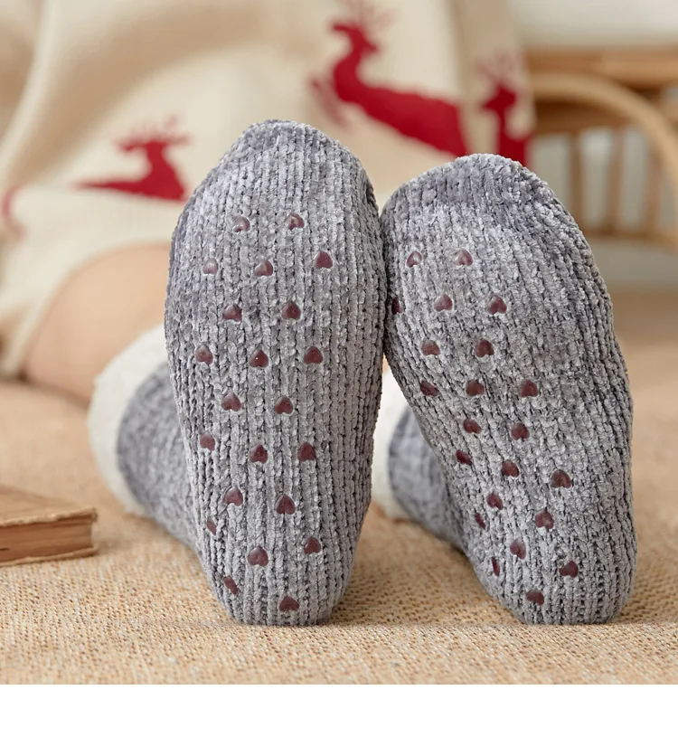 

Ladies Cute Casual Thick Warm Winter Antiskid Floor Socks Women Knitted Acrylic Fleece Non-slip Thermal Indoor Bedroom Crew Sock