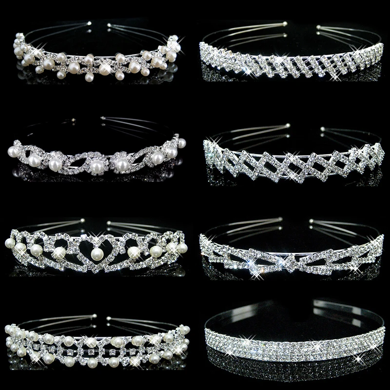 

Luxury Rhinestone Crown Headbands Pearl Crystal Bride Alloy Hairbands for Women Girls Hair Hoops Bands Married Hair Accessories