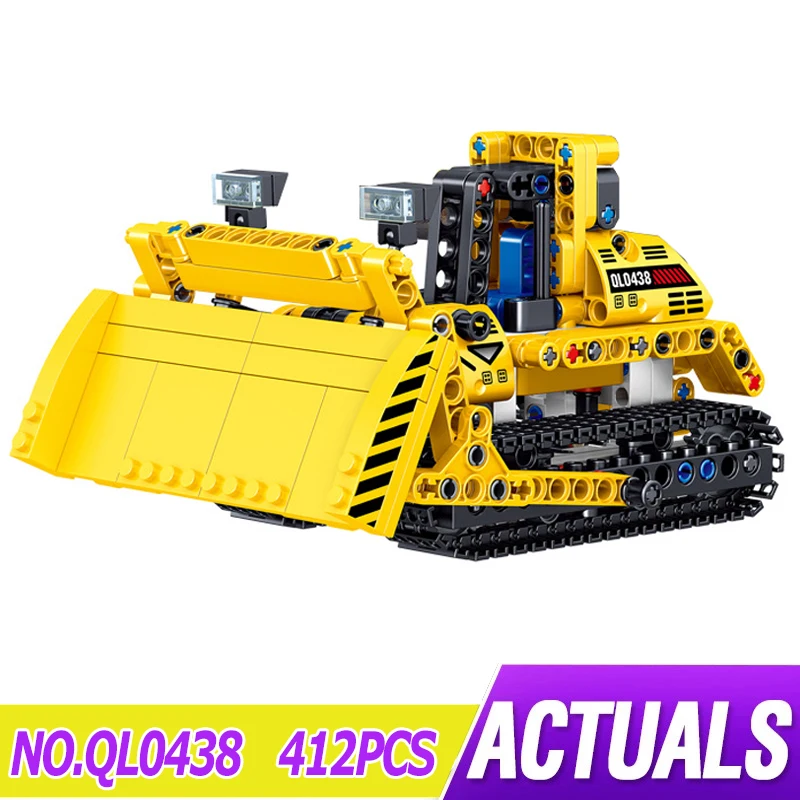 

ZHEGAO QL0438 Hi-tech Engineering Vehicle Bulldozer Assembled Building Blocks Bricks Children's Educational Toys Christmas Gift