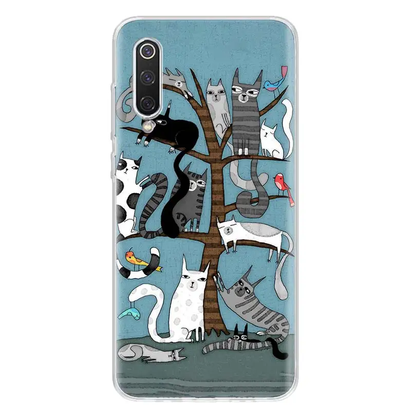 Cute Animal Cat Coffee Phone Case For Xiaomi Redmi 9 9T 9C 9A 8A 8 7A 7 6A 6 10X 10C 10A 10 Prime S2 K40 K30 K20 Pro Capa Coque